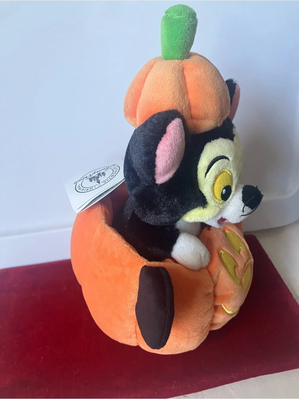 Disney Parks Pinocchio Figaro Cat Mickey Mouse Pumpkin Halloween Plush NEW.